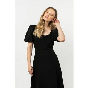 Rochie midi evazata - neagra - poliester/elastan imagine