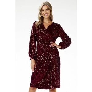 Rochie cu paiete - visiniu - poliester imagine