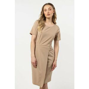 Rochie mini creion bej - poliester-elastan imagine