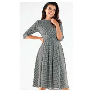 Midi Rochie Maneca trei sferturi A519 - Alb/Negru imagine
