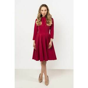Rochie midi evazata - poliester-elastan - Rosu imagine
