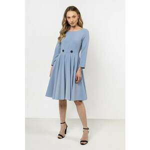 Rochie midi evazata albastru - poliester/elastan imagine