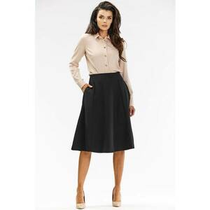 Fusta midi eleganta - evazata - poliester/elastan - negru imagine