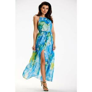 Rochie A506 - Poliester - Albastru/Verde imagine