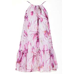 Rochie dama evazata - poliester - roz - imagine