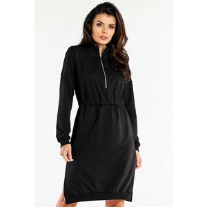 Rochie-hanorac din bumbac cu fermoar si slituri laterale imagine