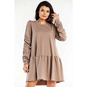 Rochie de bumbac cu volan - Latte imagine