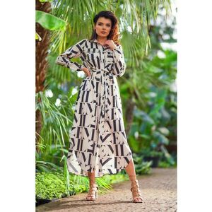 Rochie dama Poliester - Alb/Negru - A586 - Litere - imagine