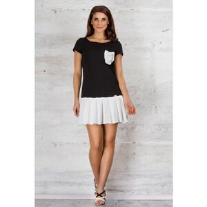 Rochie dama Bumbac - M060 - Negru/Alb imagine