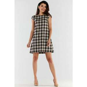 Scurta Rochie Carouri Maneca scurta A490 - Maro/Bej imagine