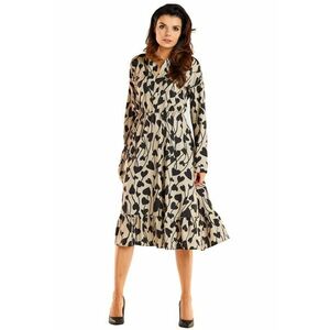 Sukienka A468 - Beige-Black hearts - imagine