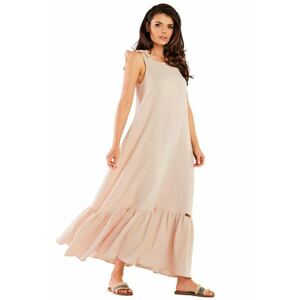 Rochie maxi M262 - Bumbac/Lycra - Bej imagine
