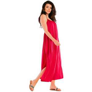 Rochie Viscoza - Bej - Fucsia imagine