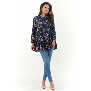 Bluza dama - Poliester - model flori - Bleumarin imagine