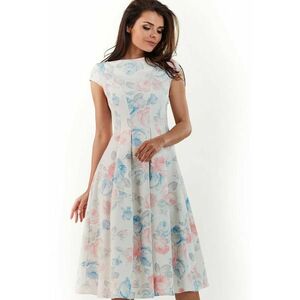 Rochie dama Poliester - M169 - Alb/Flori pastelate - imagine