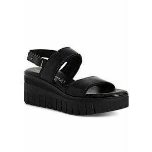 Sandale cu platforma dama - textil/piele naturala - negru imagine