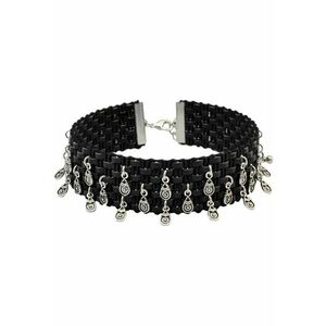 Colier choker negru - cu accesorii argintii - Peta C13 - imagine