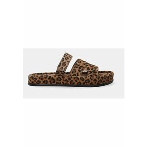 Papuci din piele nabuc cu model animal print imagine
