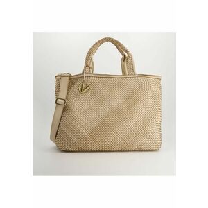 Geanta crossbody dama - piele naturala - bej - 34x45x14cm - inaltime manere 43cm imagine