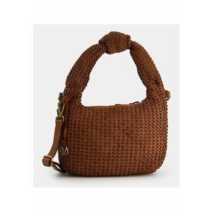 Geanta crossbody din piele naturala - maro - dimensiuni 23x34x9cm - cu curea reglabila - buzunare interioare. imagine