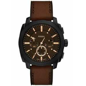 Ceas Machine elegant maro negru 44mm piele naturala imagine