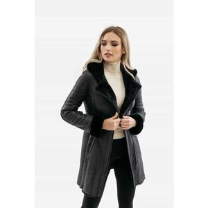 Palton din blana naturala - model Emilia Napalan - Negru imagine