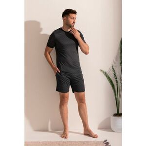 Pijama din micromodal cu pantaloni scurti si buzunare Calvin - Gri antracit imagine