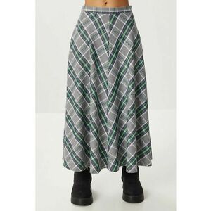 Fusta lunga - Happiness Istanbul - model in carouri - poliester - gri/verde imagine