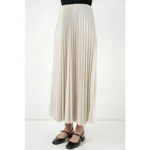 Fusta maxi talie inalta - textura metalica - crem - textil - One Size imagine