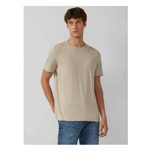 Tricou din bumbac cu decolteu la baza gatului - Bej imagine