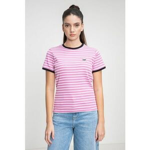 Tricou din amestec de modal cu model in dungi - Alb/Roz imagine