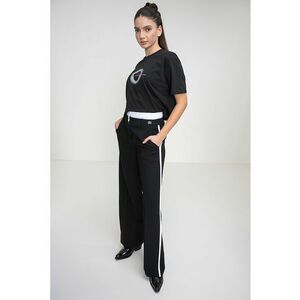 Tricou crop din amestec de bumbac organic cu imprimeu logo - Negru imagine