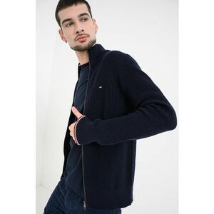Cardigan cu maneci cazute si fermoar - Albastru ultramarin imagine