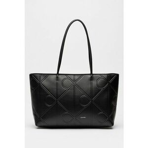 Geanta shopper cu model monograma - Negru imagine