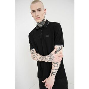Tricou polo regular fit din pique - Alb/Negru imagine