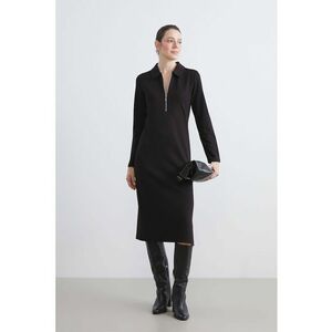 Rochie midi slim fit Scuba - Negru imagine