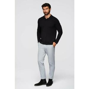 Pulover din amestec de bumbac cu guler polo - Negru imagine