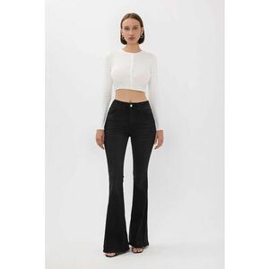 Blugi evazati dama - bumbac/elastan - negru imagine