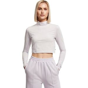 Bluza din amestec de bumbac organic cu guler inalt - Lila pal imagine