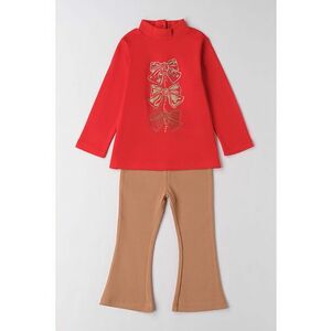 Set de bluza si pantaloni - Rosu/Maro camel imagine