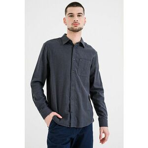 Tricou uni regular fit de bumbac - Gri inchis melange imagine