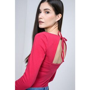 Bluza slim fit cu decolteu barcuta - Roz inchis imagine