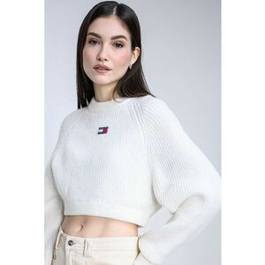 Pulover crop cu detaliu logo - Alb imagine