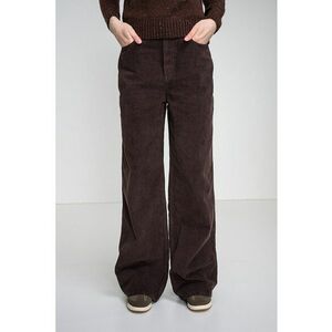 Pantaloni evazati din reiat - Maro imagine