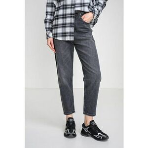 Blugi crop mom fit cu talie inalta - Gri melange imagine