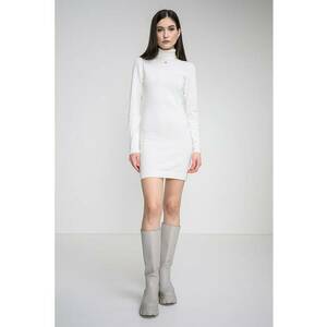 Rochie cambrata tricotata fin - Alb imagine