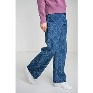 Blugi relaxed fit cu model - Albastru melange imagine