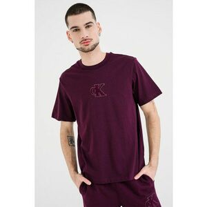 Tricou din bumbac cu aplicatie monograma pe piept - Violet tyrian imagine