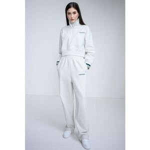 Bluza de trening crop cu fenta cu fermoar - Gri deschis imagine