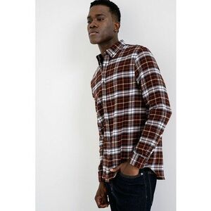 Camasa regular-fit cu guler Oxford si model in carouri - Alb/Maro imagine
